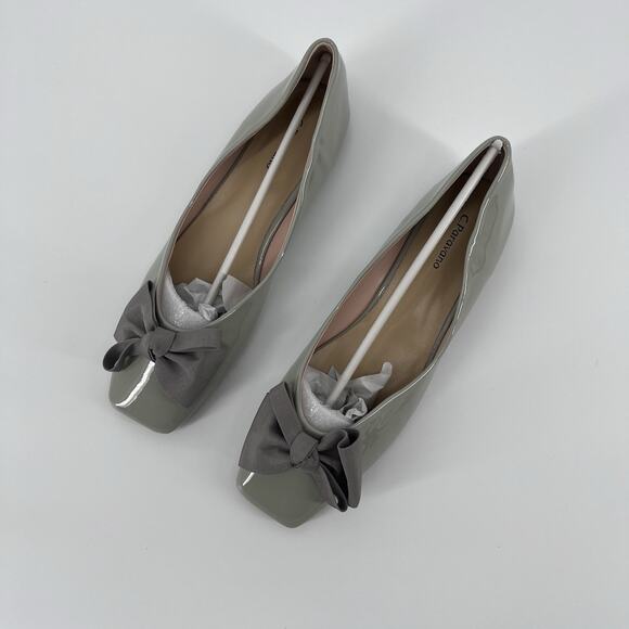C. Paravano Patent Leather Square Toe Ballet Flat Sz 42 - Picture 1 of 7